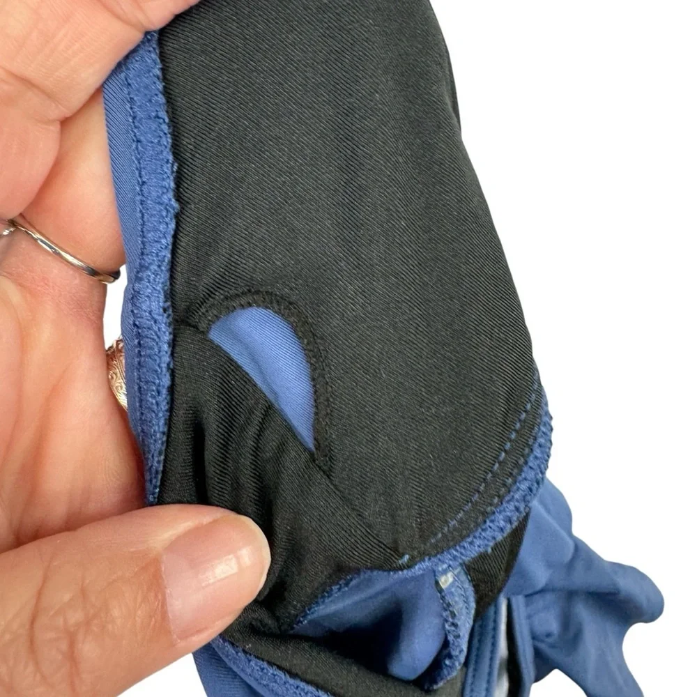 Women’s Size M One Piece Swimsuit Dark Blue Deep V Neck Ruffles Ruching NWOT - Picture 5 of 8